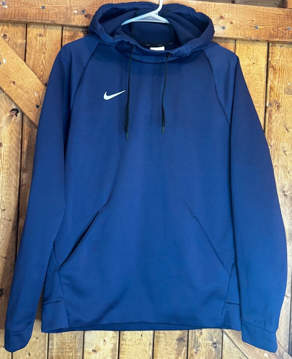 Nike Therma-Fit Pullover Hoodie Navy Blue Dri-Fit Size Medium Hooded Pockets
